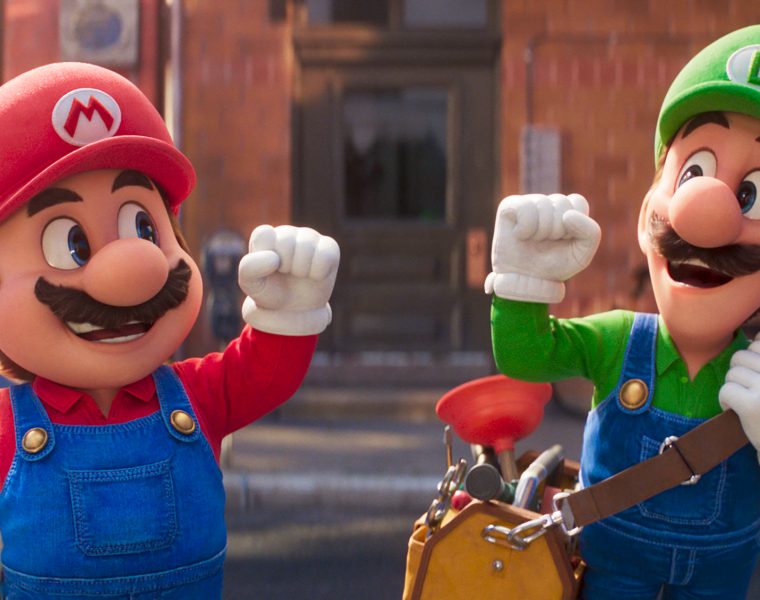 Chris Pratt as Mario and Charlie Day as Luigi in The Super Mario Bros.